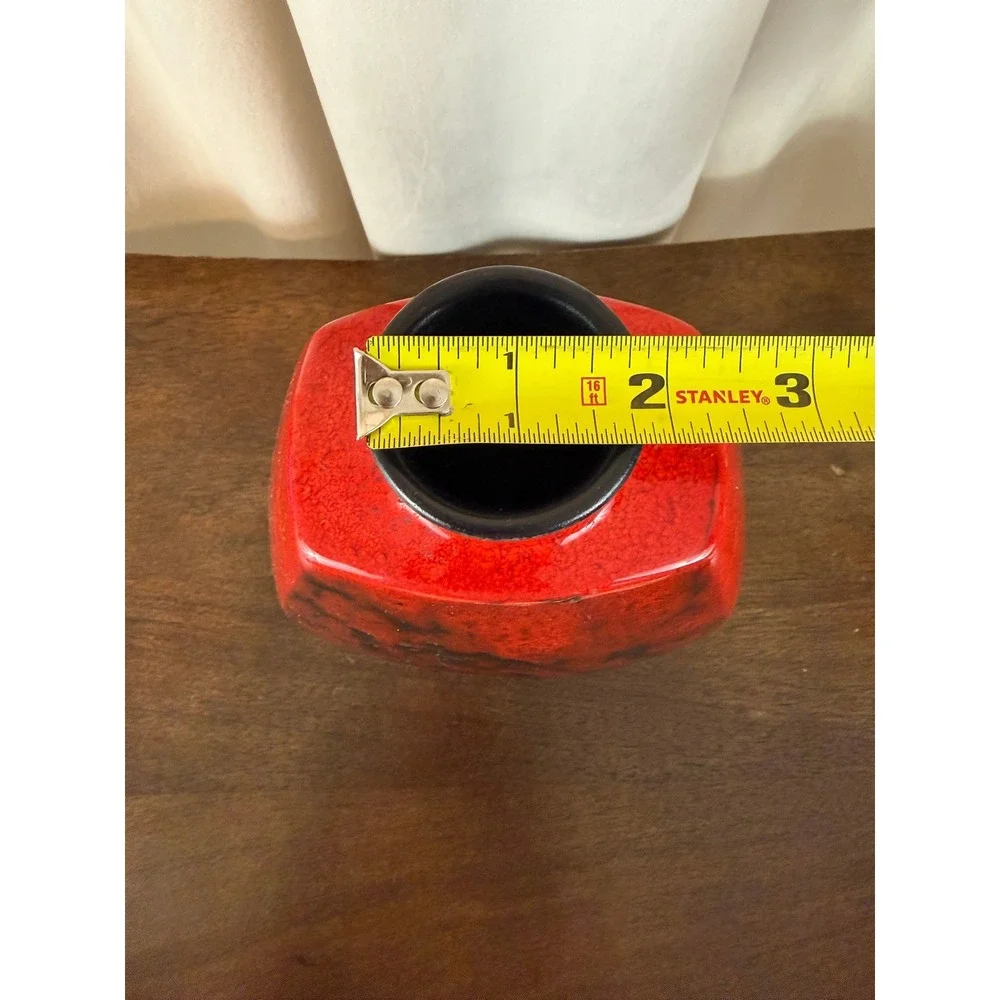 Gerda Heuckeroth Pottery Red Black Lava‎ Drop Glaze Vase 30004-20 Germany